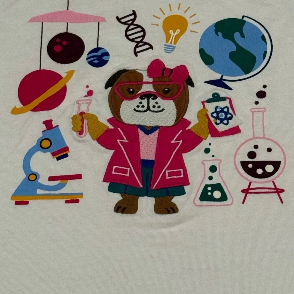 GYMBOREE girls Science Themed Cream T-Shirt/size 7